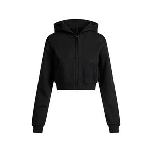 SKIMS Cotton Fleece Cropped Zip-Up Hoodie – Barley & Onyx – NWT